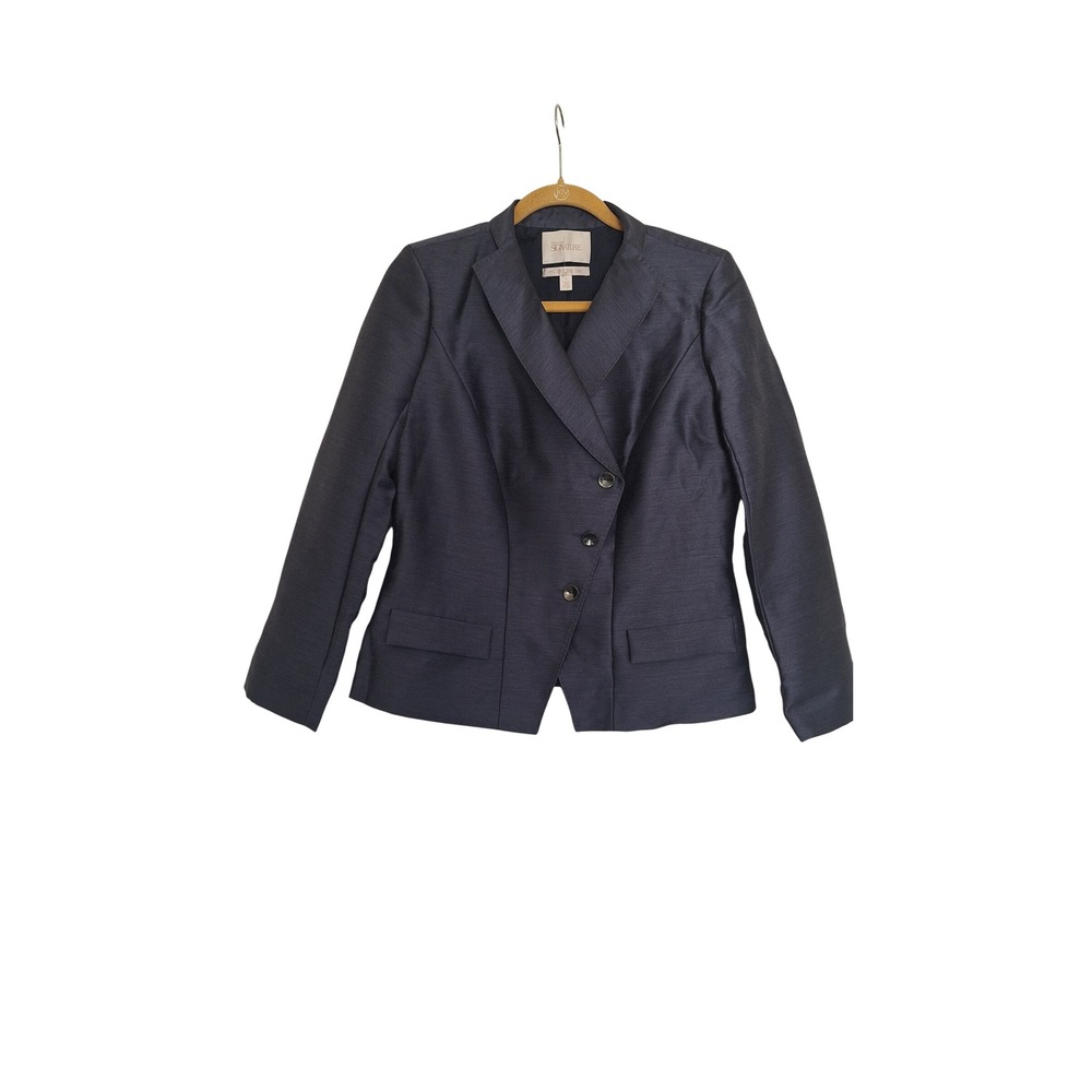 Nordstrom Signature Caroline Issa Navy Mohair Silk Wool Blazer Jacket Womens 12